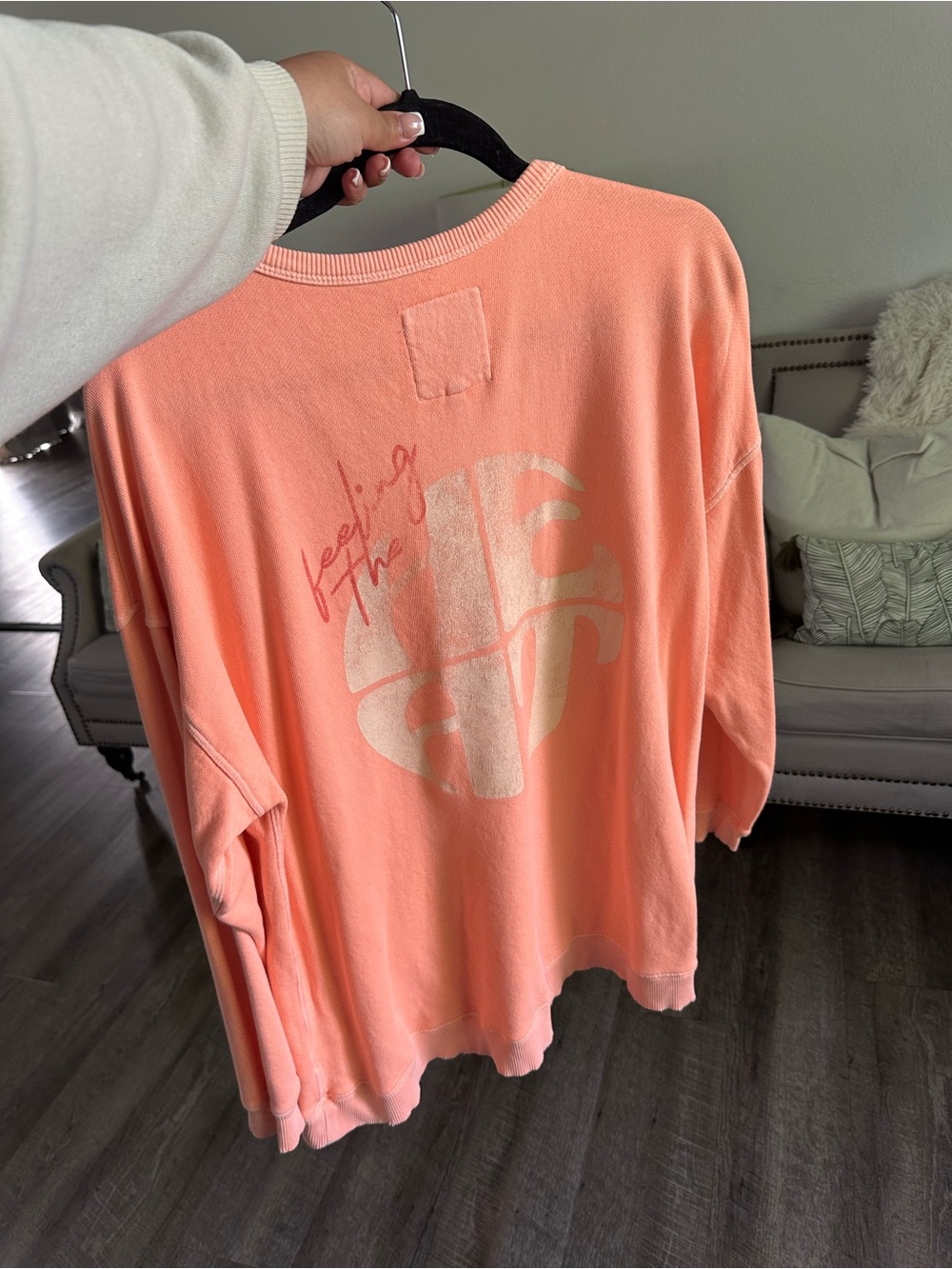 aerie Peach Pullover Sweatshirt with Logo Tag
